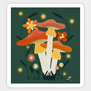 Colorful Mushrooms & Abstract Flowers Sticker